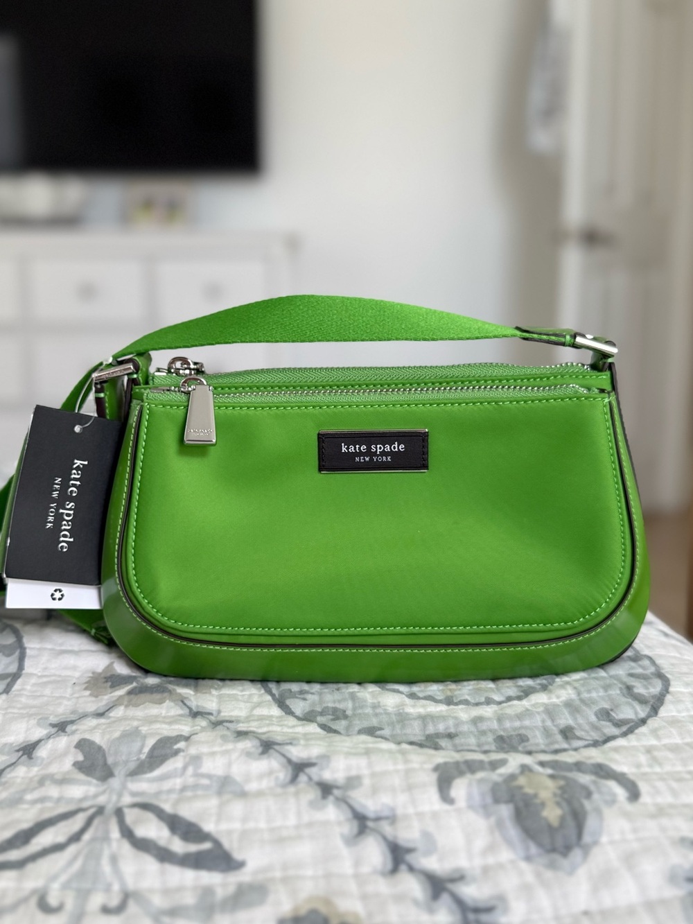kate spade green sam icon east west medium crossbody